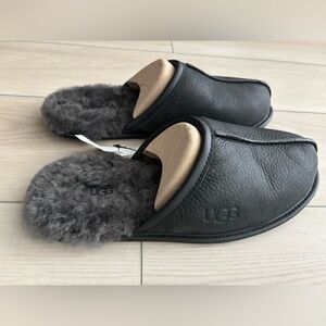 UGG Black Slippers with Soft Gray Lining